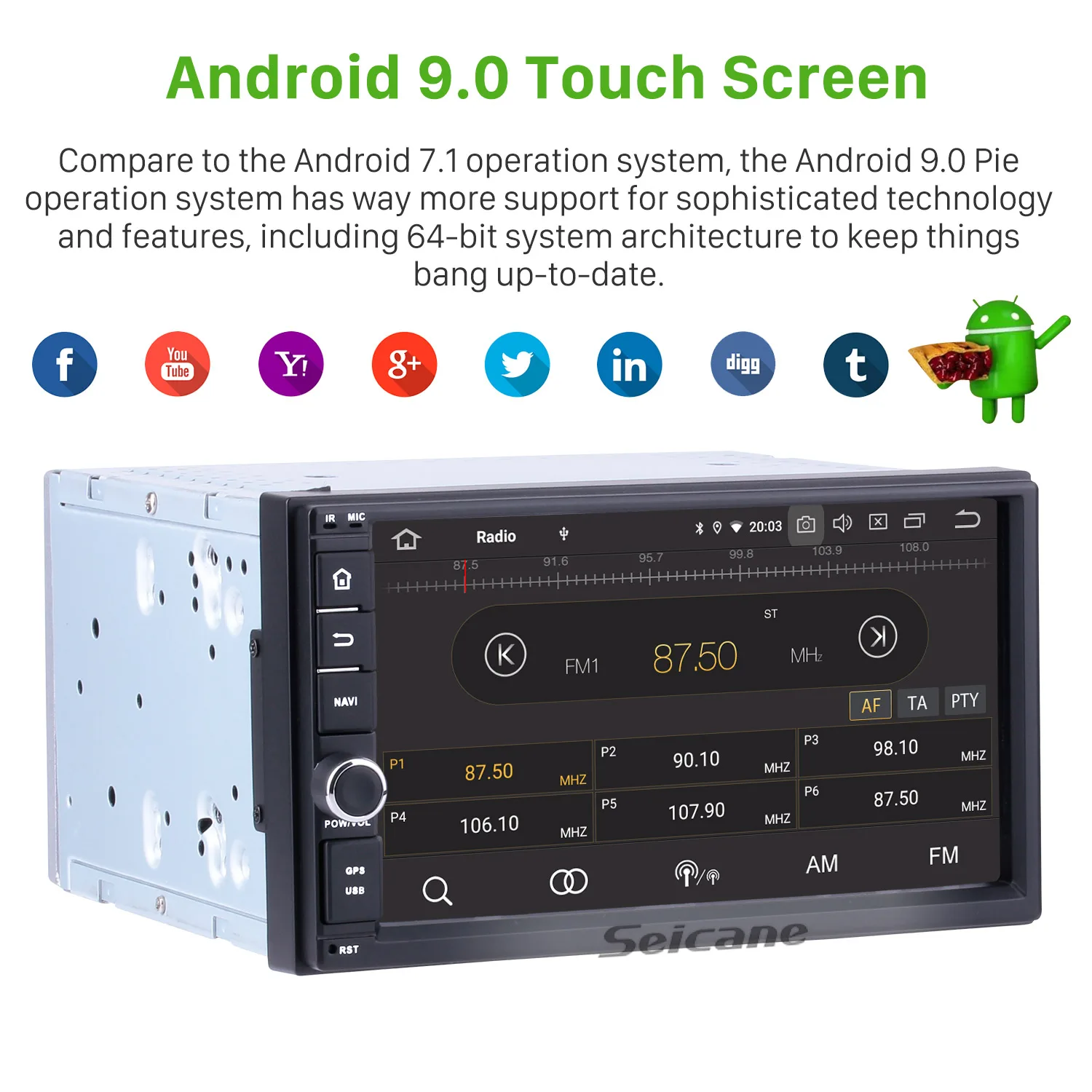 Flash Deal Seicane 7" 2 Din Universal Car Radio Android 9.0 HD Touchscreen Multimedia player for NISSAN TOYOTA KIA with GPS Navigation WIFI 1