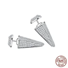 Полный кубического циркония S925 Pin-код, не вызывает аллергию, серьги со шпилькой, для Для женщин с модными заклепками-шипами геометрические серьги-гвоздики для девочек модные заклепки