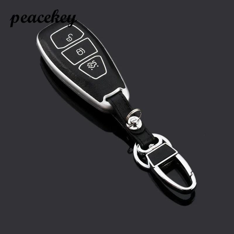 

Peacekey New ABS Material Products Car Key Cover Case For Ford Mondeo 3Buttons Smart Key With Leather Button No Logo