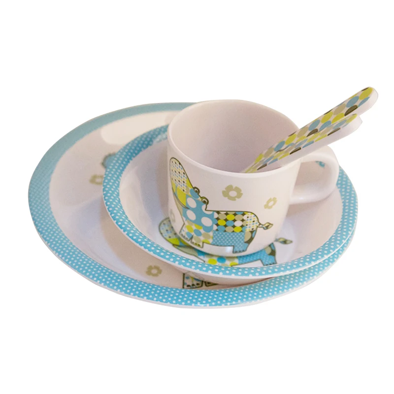 Children Kids Tableware Set Melamine Baby Feeding Plate Bowl Cup Cutlery Flatware Set Infant Dishes BPA Free Plate Baby Feeding (6)