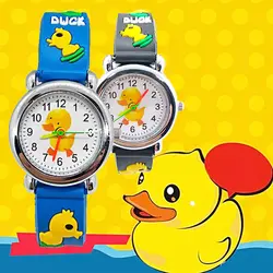 Горячая Распродажа, желтый утенок из мультфильма, детские часы для детей, мягкие силиконовые кварцевые наручные часы, детские часы для