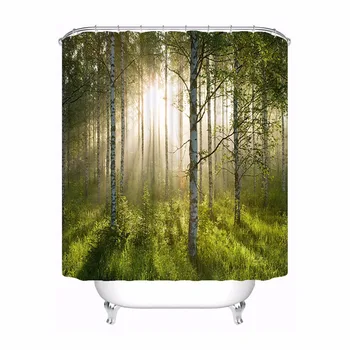 

Bath Curtain For Bathroom Custom Birch Forest Home Decor Shower Curtain Waterproof Fabric Hooks #180417-01-26