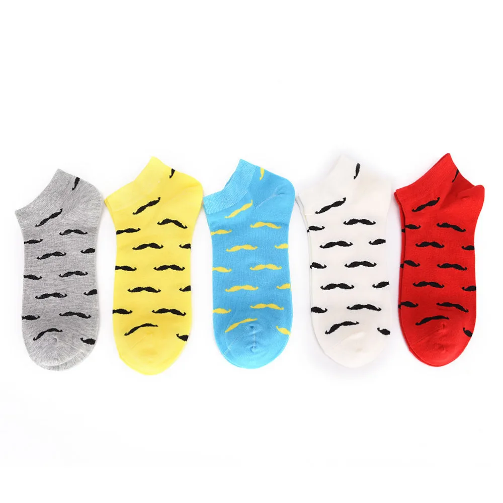 Red Yellow Blue Summer Mustache Pattern Man Casual Ankle Cotton Socks Men Boat Sock Slippers Men Accessories