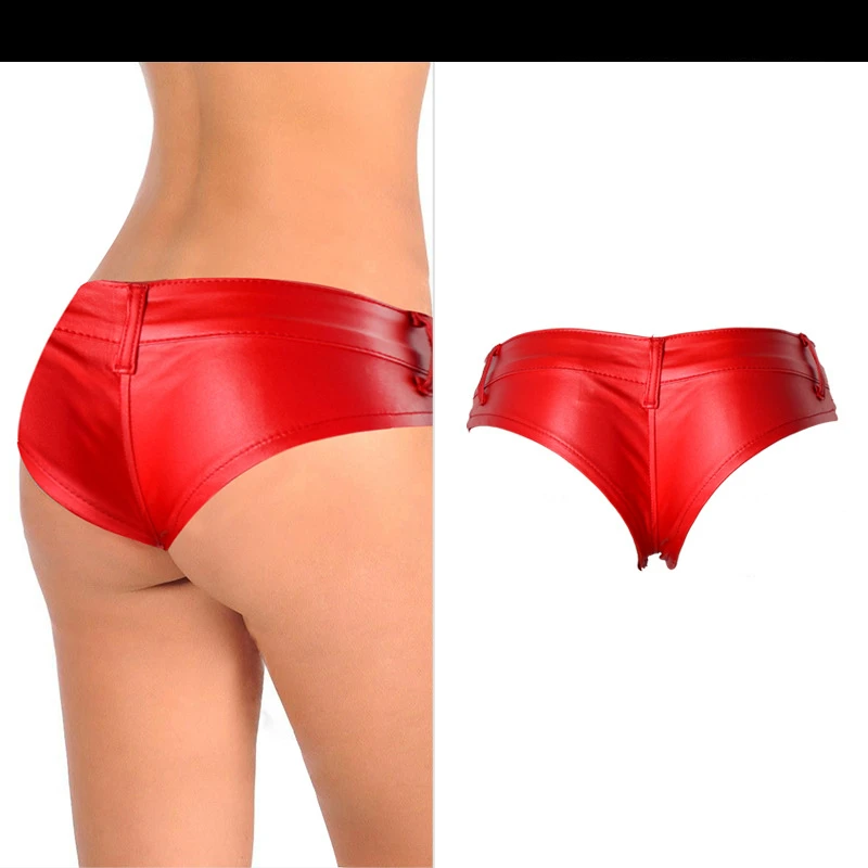 Red Mini Jean Shorts - Fashion Cheeky Bikini Hot Pants - Sexy Club Micro Mini Denim Bottoms image 3