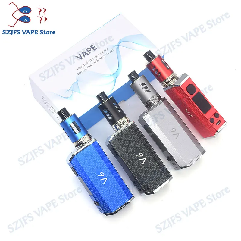 

100% Original e-igarette V6 100W MOD KIT 2600mah built-in battery withLED display 2ml capacity atomizer VAPE pen mods vs jsld