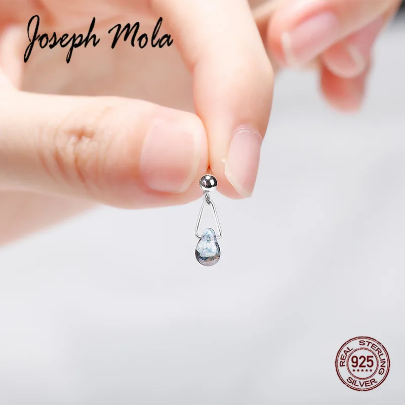 Joseph Mola 925 пробы серебряные серьги в виде капли воды форма синий кристалл гвоздики