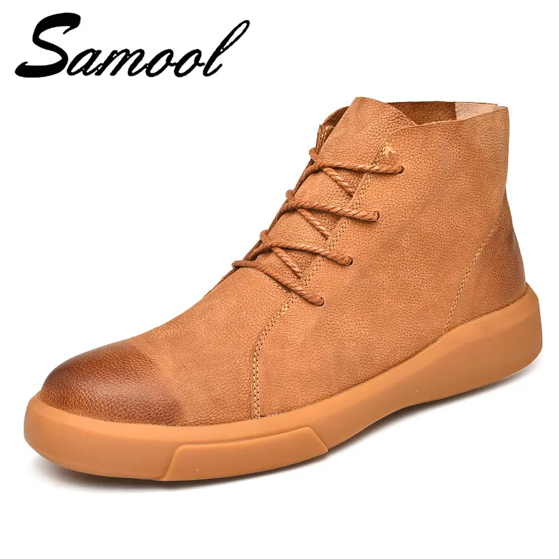 

Genuine Leather Men Ankle Boots Keep Warm Men Snow Boots High Top Fur Shoes Outdoor Casual Male Winter Shoes Botas Homme Sex3