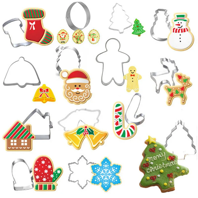 

Christmas Style Cookie Stainless Steel Cake Mold 14 Pieces Set Christmas Decoration For Home Navidad New Year Gift Dropshipping