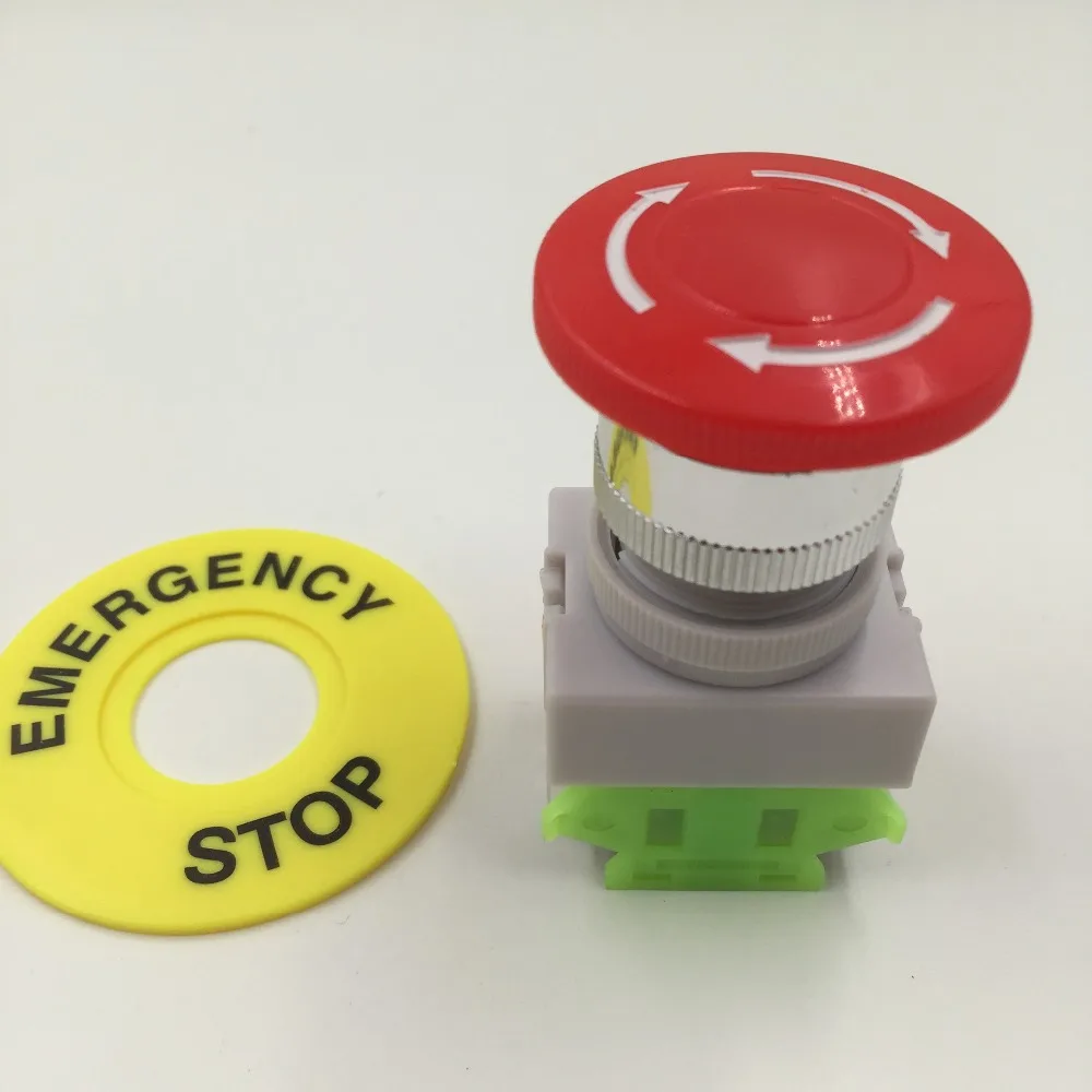 Red récupérationau Cap 1no 1nc DPST AC 660v&10a Emergency Stop Push Button Switch 
