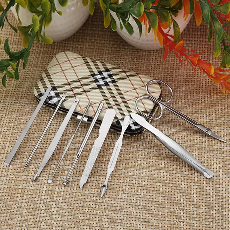 12 шт./компл. Набор для маникюра и педикюра ножницы нож для кутикулы уха Палочки ногтей комплект для стрижки Нержавеющая сталь инструмент для ухода за ногтями Маникюрный набор