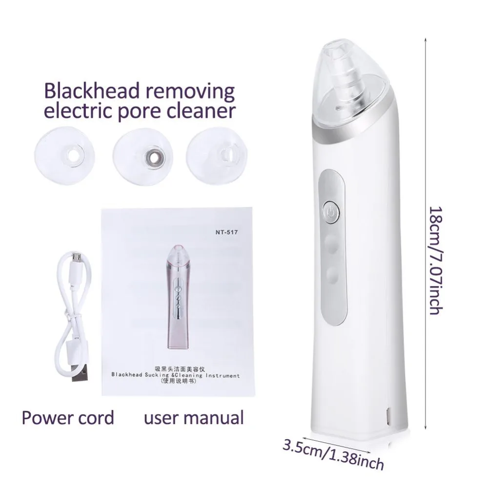 Removedor de Cravo Pore Blackhead Vácuo Aspirador Recarregável Elétrica Facial Cleaner Cravo Extractor Acne Ferramenta Comedão 12 High Quality Beleza e saúde