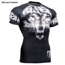 Летние мужские s ciclismo с принтом волка, колготки, облегающие компрессионные рубашки, фитнес-спортивный комплект, одежда для бега, для мужчин, для велоспорта