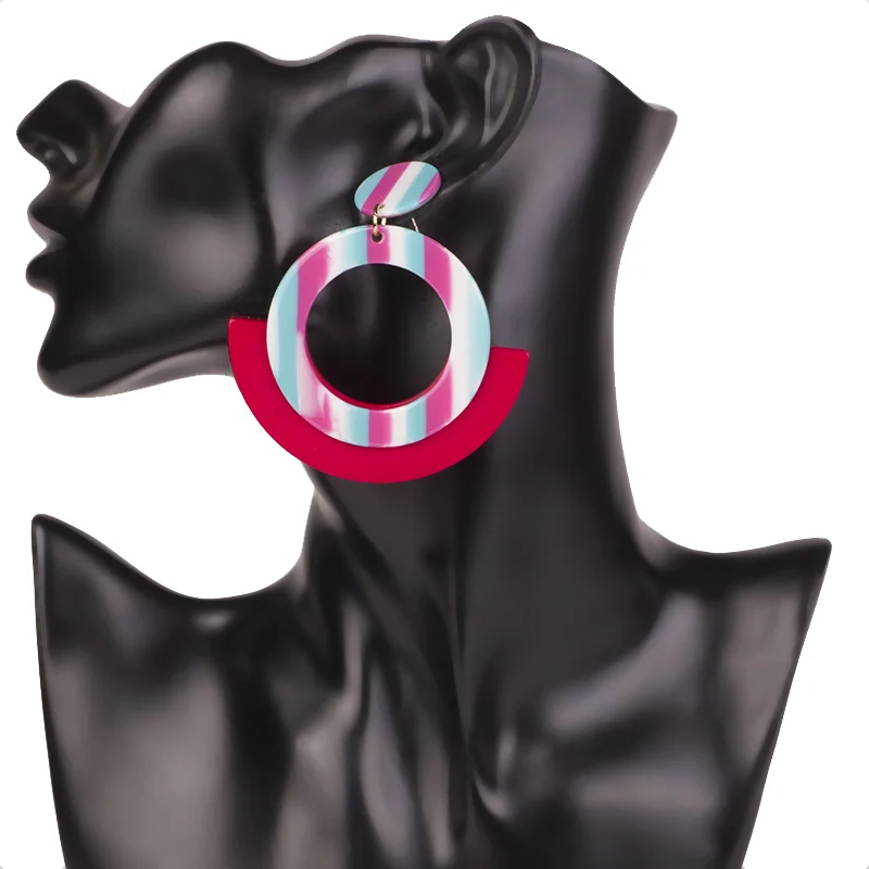 Vintage Drop Fashion Acrylic Earrings for Women Big Round Geometric Resin Dangling Earring Bohemian Jewelry Dangle Party Brincos (4)