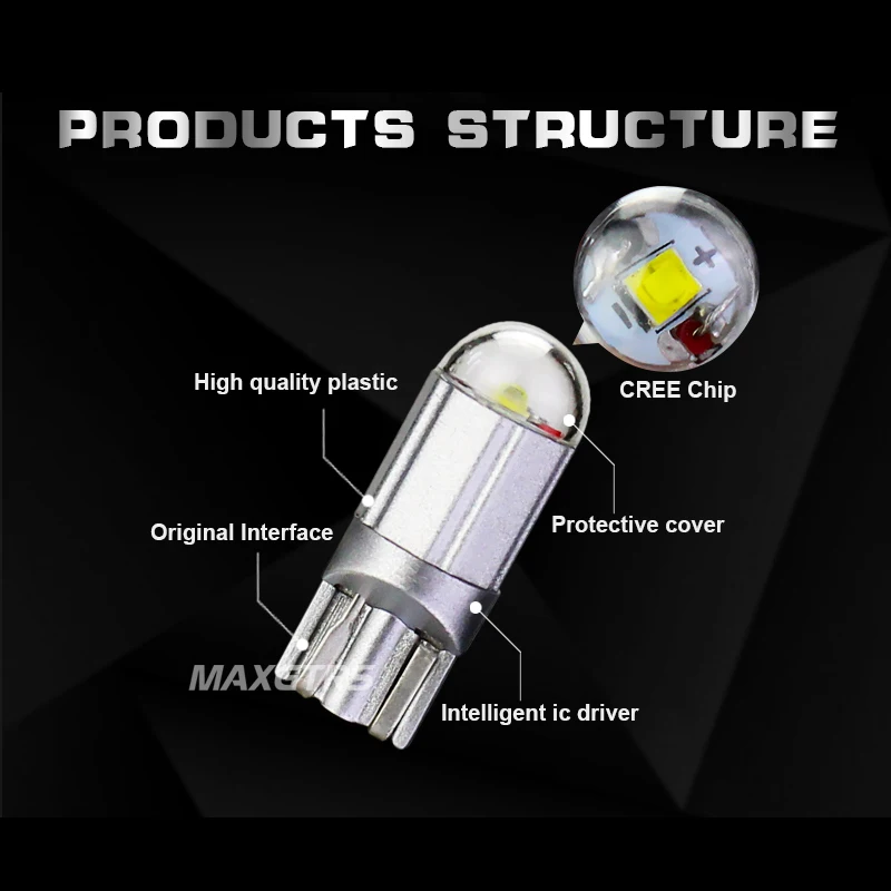 2x T10 Светодиодная лампа w5w дневные ходовые огни Cree Чип 194 168 Габаритные огни чтения подкладке замена лампы подсветки номерного знака 12V 6000k белый