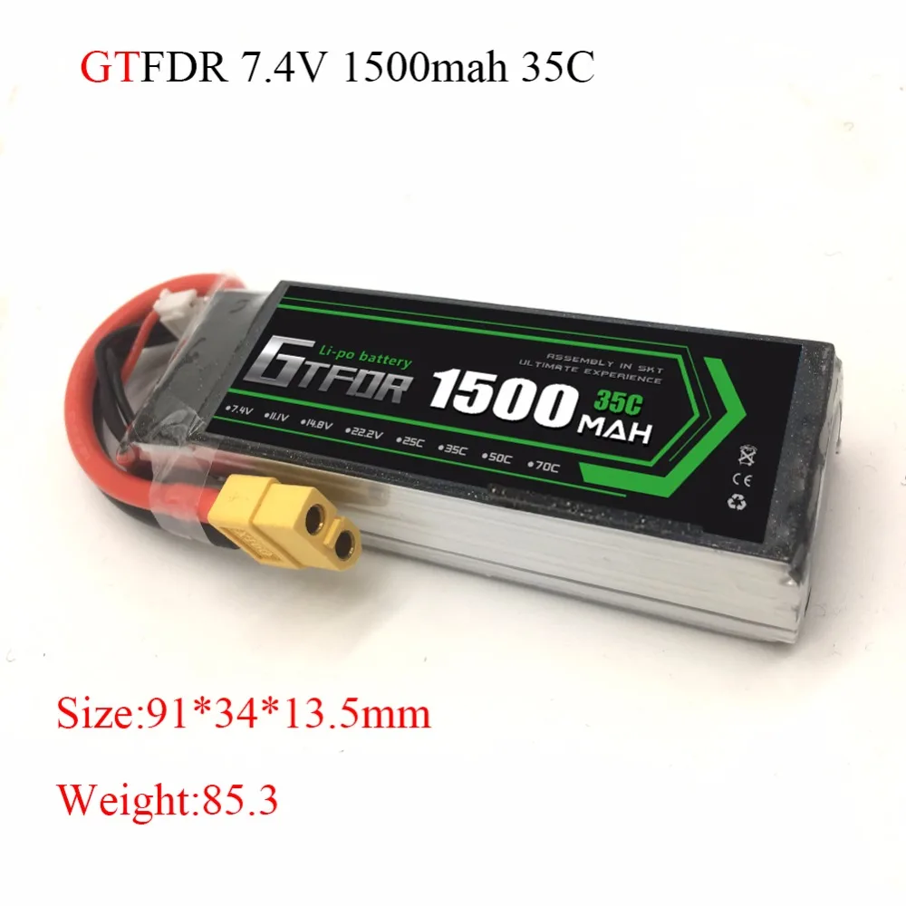 

GTFDR Good Quality RC Lipo Battery 7.4V 1500mAh 35C 2S Max 70C AKKU Bateria For Helicopter RC Model Car Airplane Multirotor