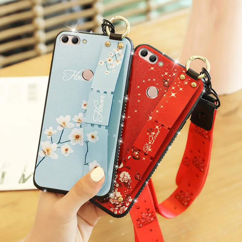 

Luxury Rhinestone Stand TPU Cover For Honor V20 10 8X MAX 6X 7A 7C 8A Case For Huawei Honor9 Lite P30 Soft Silicone Flowers Case
