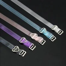 1 пара сексуальный полосатый невидимый бюстгальтер кнопка для ремешка adjustablear высокие эластичные хрустальные плечевые ремни Сердце прозрачный бюстгальтер ремни