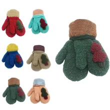 Детские зимние перчатки с рисунком рождественской елки, милые теплые перчатки для мальчиков и девочек, толстые перчатки