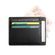 Fashion Echtes Leder Männer Slim Bank Kreditkarte ID Kartenhalter RFID Sperrung Mini Brieftasche Freies verschiffen
