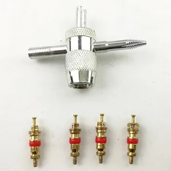 

4 In 1 Tool + 4 Pcs Brass Color Cores Convenient And Durable Tire Repair Tools