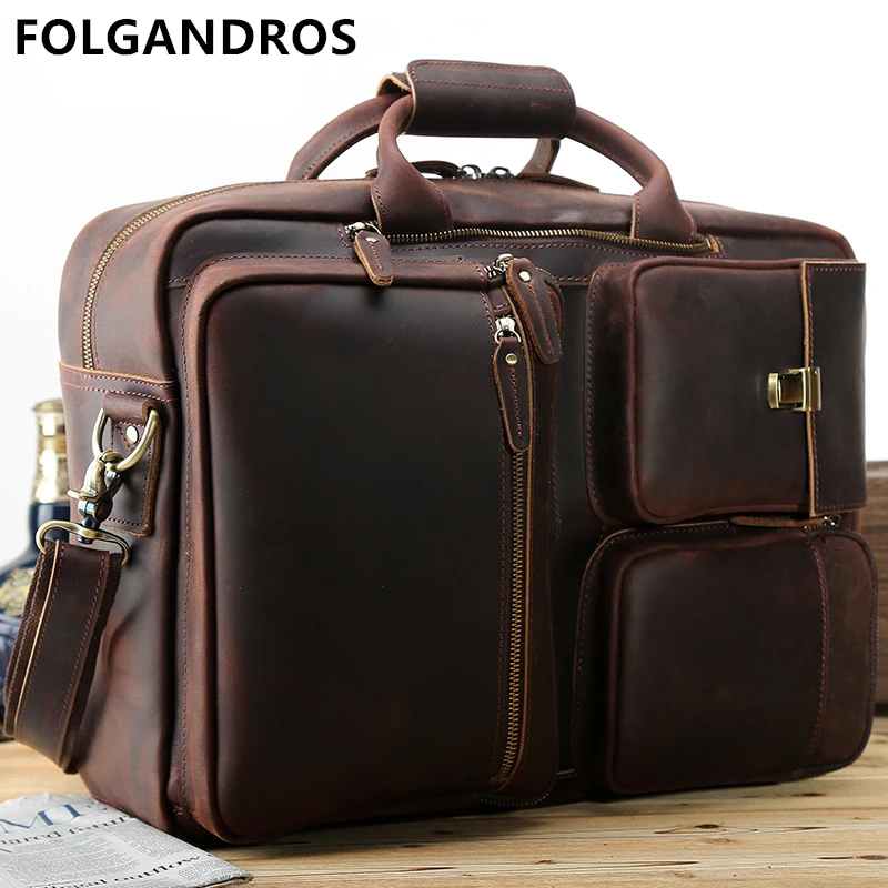 Große Laptoptasche Brown Leder Umhängetasche Herren Deep Marke Rindsleder Vintage Kapazität Messenger Aktentaschen Handgemachte Dokument Echtes Totes F8wOfnZ