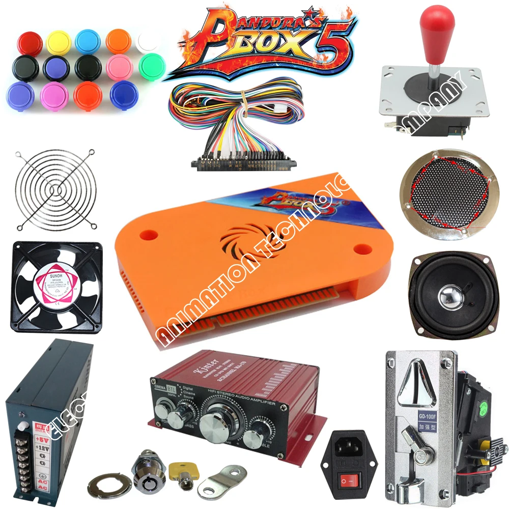 

Arcade Parts Bundles Kit with pandora box 815 in 1 game PCB board, Zippyy joystick, button,coin acceptor,power supply