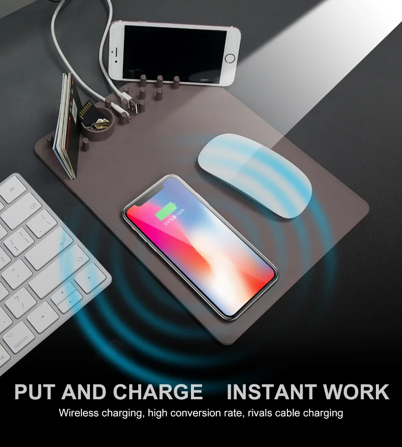 Ascromy Wireless Charger Mouse Pad Qi Wireless Charging Charger Storage Mouse PadMat for Iphone 8 Plus X Samsung Galaxy S8 S7 (9)