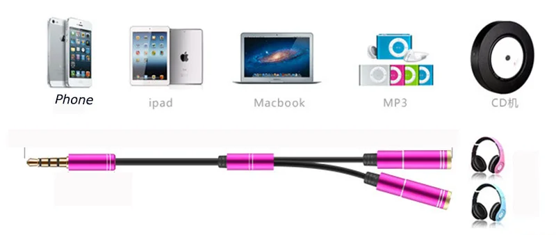 ULIFART 10PCS Lot Tablet Jack 3 5mm Headphone Splitter Adapter 1 male to 2 female Y Extension Audio Cable