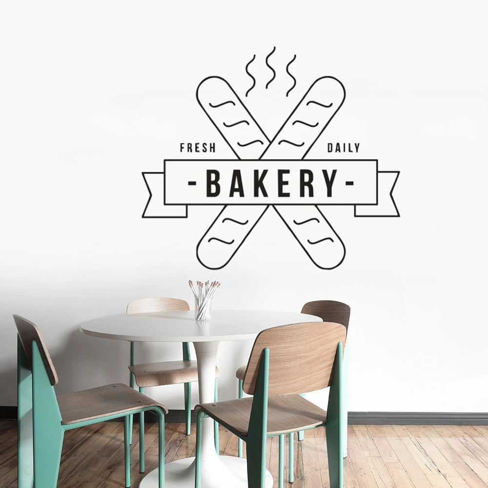 Bakery Sign Logo Window Wall Decal Bakers Vinyl Wall Sticker Bakery Shop Decoration Creative