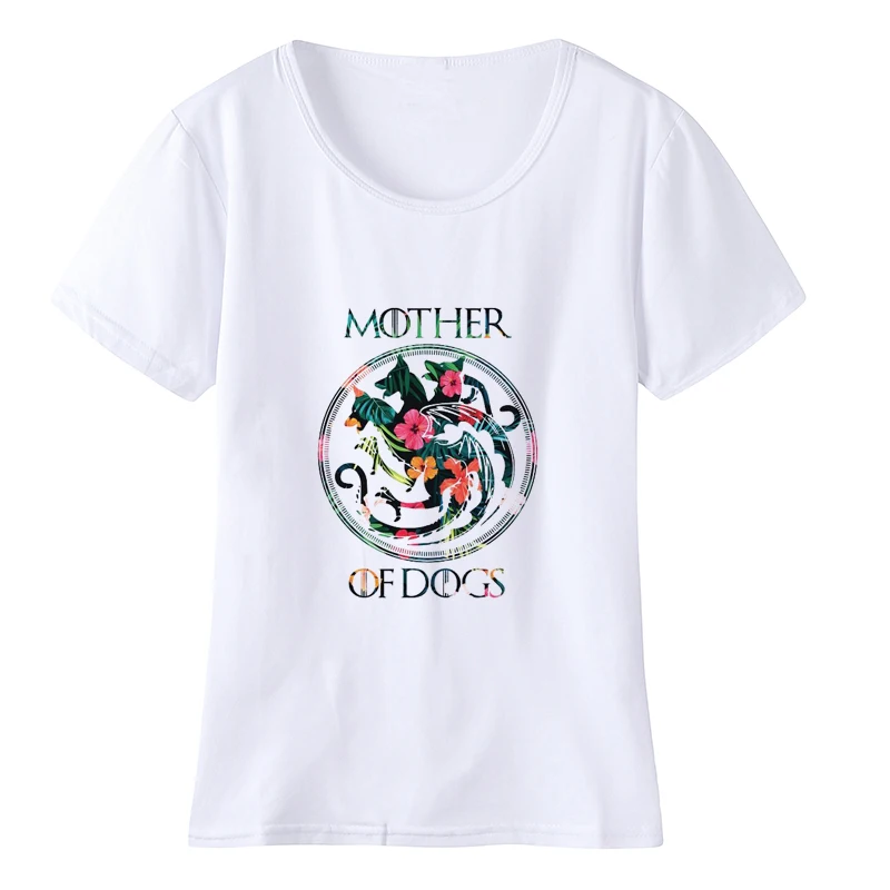 لعبة من عروش النساء تي شيرت الأم من الكلاب T قميص الأزهار طباعة حصلت المشجعين التي شيرت ضئيلة سيدة قمم تي شيرت مضحك عارضة المحملة