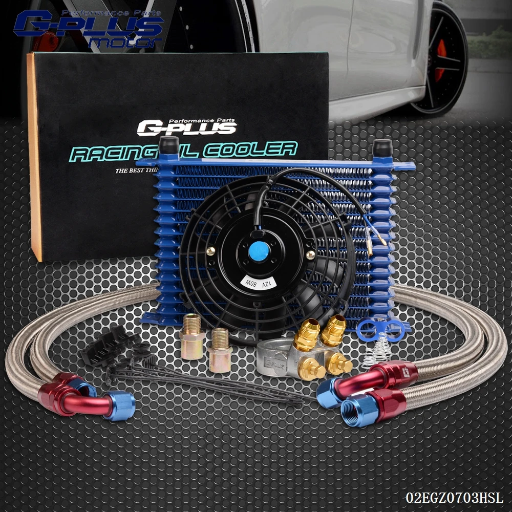 15 Row Thermostat Adaptor Engine Racing Oil Cooler Kit For CAR/TRUCK