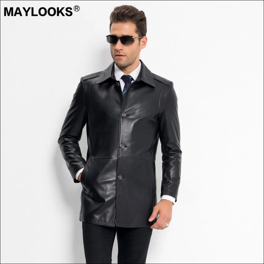 Maylooks кожаная мужская Тонкая без покрытия овечья кожа длинная Одиночная для