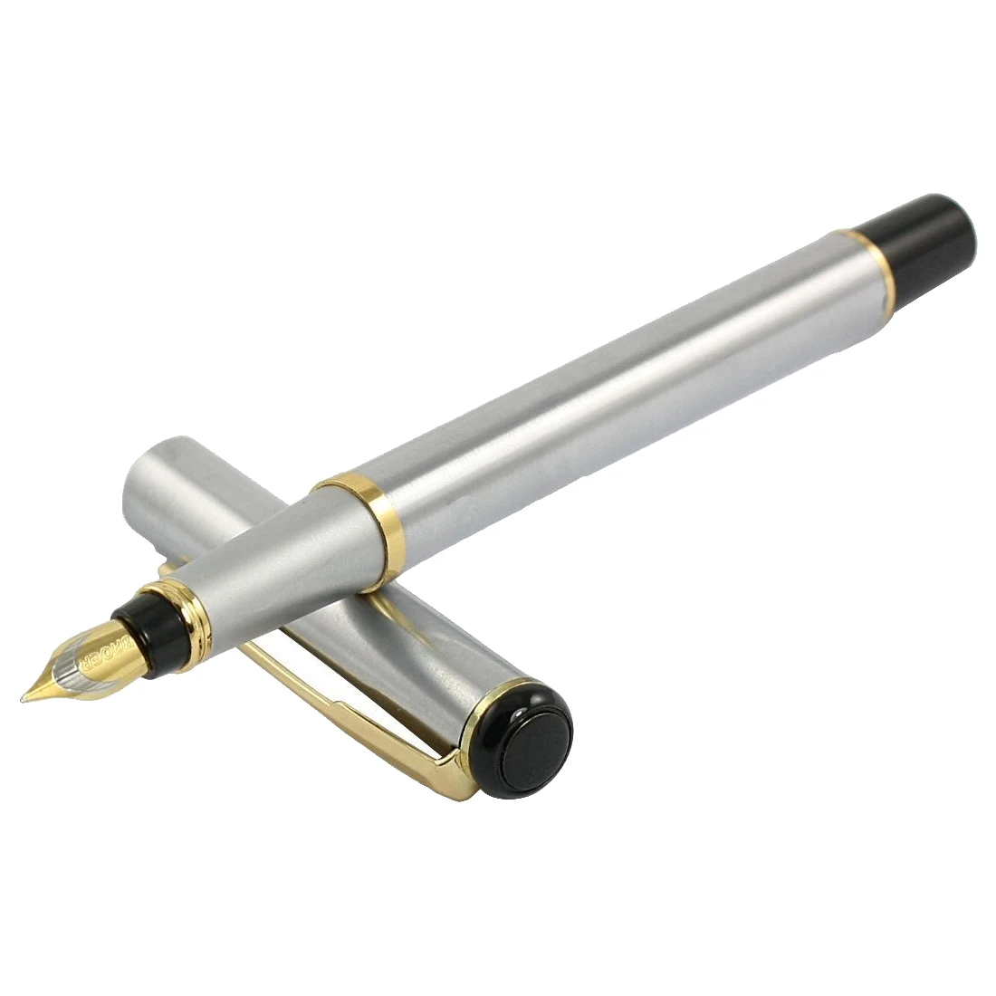 

10pack (BAOER silver tone shell smooth piston filler ink reservoir fountain pen pencil