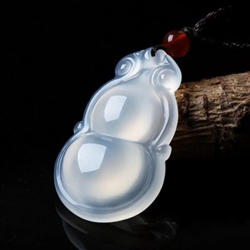 

yu xin yuan natural jade medullary gourd pendant blessing charms with rope necklace for women men gifts