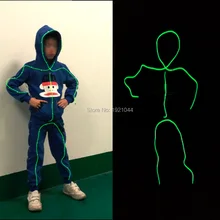 DIY EL Clothes Luminous Costumes LED Light up Suits for Children New Years Day Stage Performance Design Glow Party Decor top selling el cable rope explorer design clothes led strip neon light stylish luminous costume for carnival new years day decor