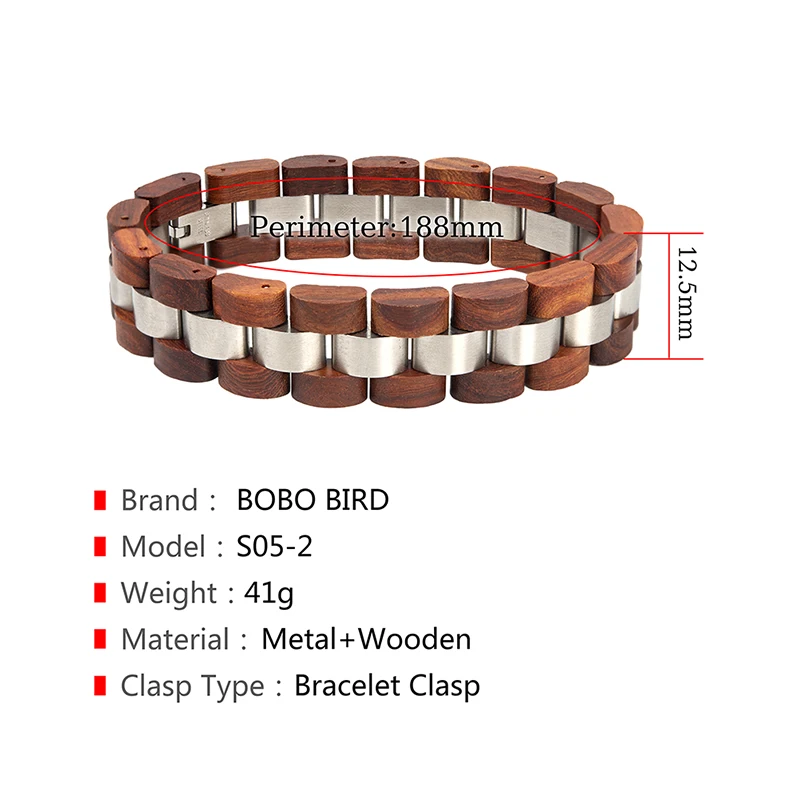 BOBO BIRD-Bracelet en bois coloré pour homme et femme, bracelet en bois pour femme, boîte cadeau, nouveau, S04, S05