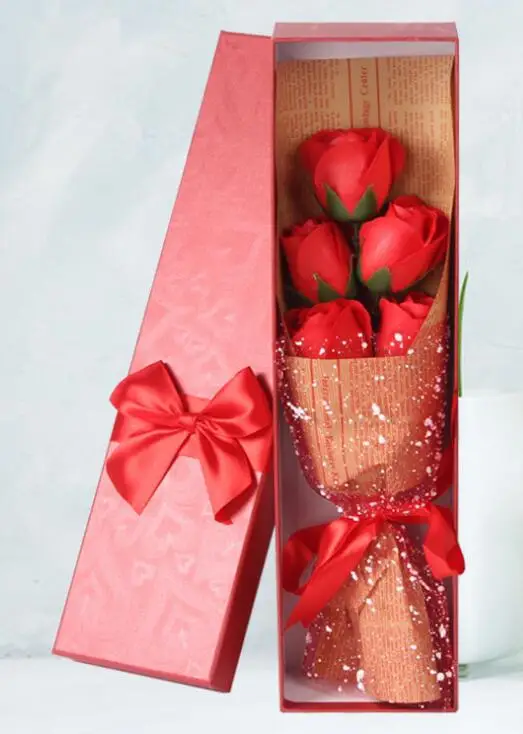 Никогда не увянет имитация розы мыло цветы с подарочной коробкой высококлассные Ароматические розы для свадьбы День Святого Валентина день матери сувенир - Цвет: red