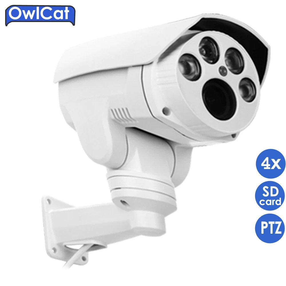 

OwlCat Full Hd 1080p Outdoor 4X Motorized Auto Zoom 2.8-12mm Varifocal Lens 2.0mp PTZ Security Ip Camera Micro SD Card IR Onvif