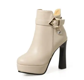 

Zapatos Mujer Women Shoes Woman Fashion Wedding Winter Pumps Ankle Boots Ladies Size 21-62 Chunky High Heels Platform BYB16115