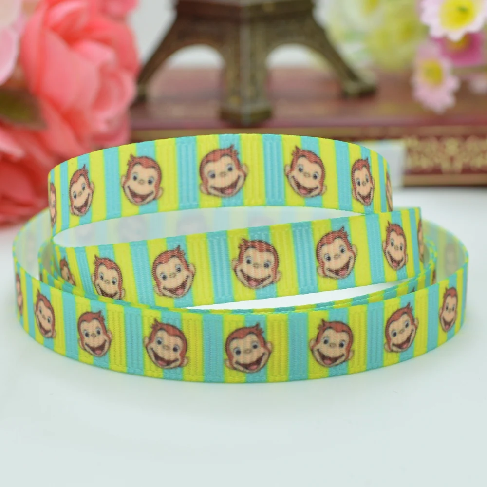 Duwes 3 8 9mm Curious George Monkey Printed Grosgrain Ribbon Hair
