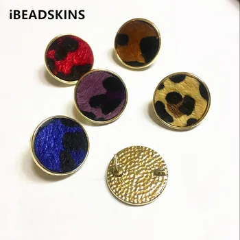 

New arrival! 22mm 50pcs/lot zinc alloy UV gold coin Leopard print ear stud/Earring accessories for Earrings DIY( as shown)