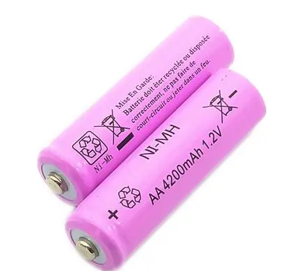 6 шт/партия AA Ni-MH 1,2 V AA Аккумуляторная батарея 4200mAh аккумуляторная батарея aa батареи для фонарика/камеры Розовый