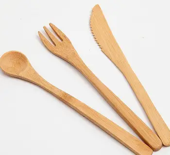

Promotion Eco-friendly Japanese Style Wood Bamboo Wooden Cutlery Set Fork Cutter Cutting Reusable Kitchen Tool 100sets SN607