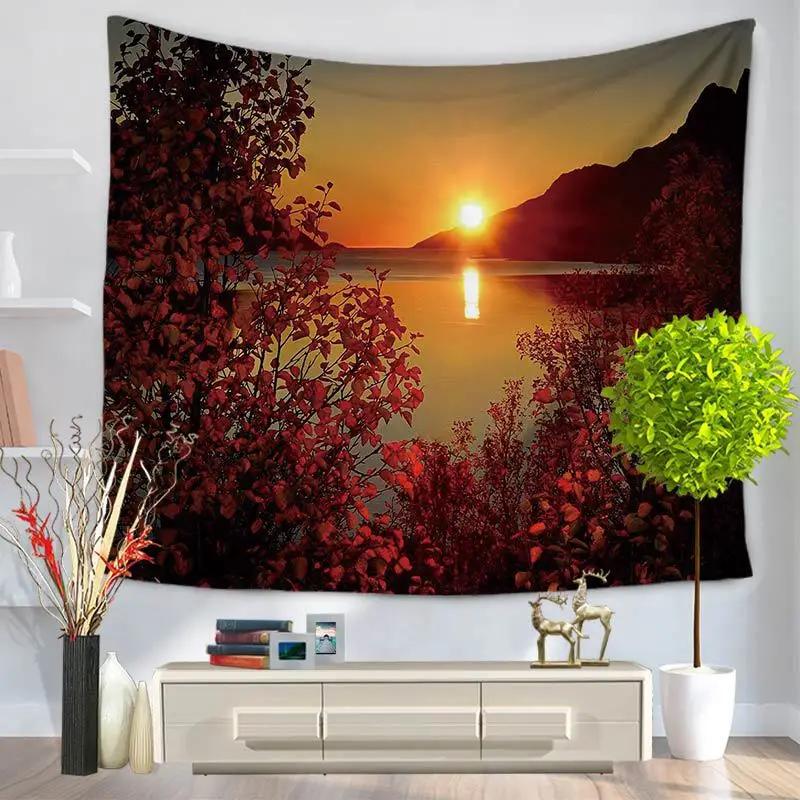 

Dusk Yellow leavesTapestry Wall Hanging Tapestries Boho Bedspread Beach Towel Yoga Mat Blanket Table Cloth 200*150/150*130c
