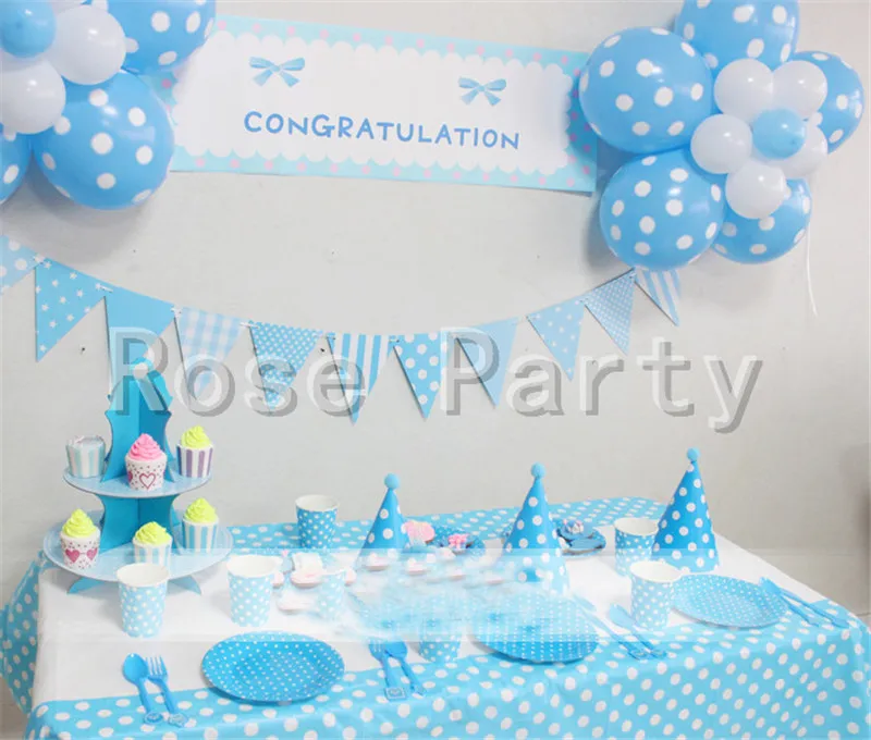 Blue Color House Party  Banners Paper Flags Decoration 