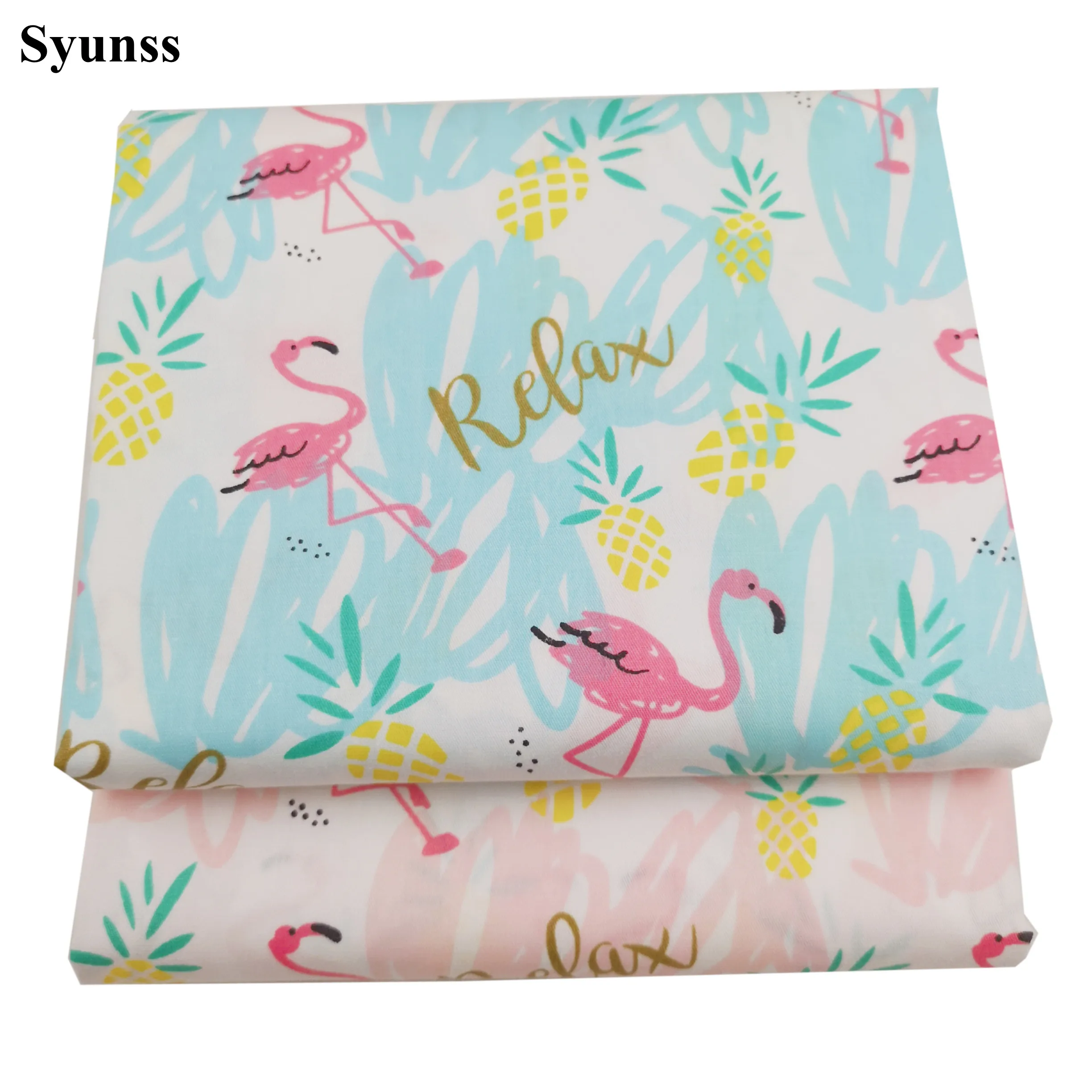 

Syunss Diy Patchwork Cloth For Quilting Baby Cribs Cushions Dress Sewing Tissus Blue Pink Flamingo Printed Cotton Fabric Tecido