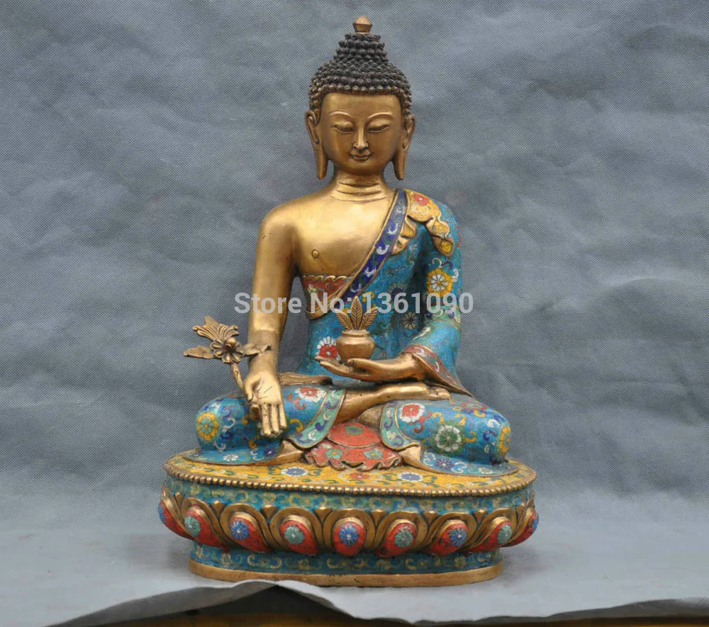 

xd 00924 19" China Bronze Cloisonne Shakyamuni Bhaisajyaguru Medicine Buddha Statue
