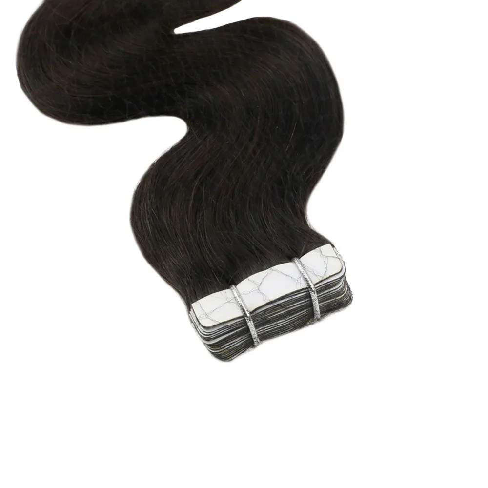 Moresoo лента в наращивание волос объемная волна коричневый #2 цвета Реми человеческие волосы наращивание 20 шт./50 г настоящие человеческие
