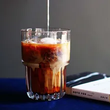 Стекло Кофе Кубок льда чашка для латте кружка для холодного кофе пива чашка, кофейная чашка для дома Творческий стеклянная чашка 2 шт. в упаковке