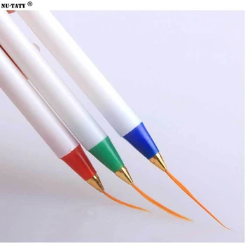 

Nu-TATY 3pcs/lot Foreign trade pen nail art 3 style plastic cable pen painting pens super fine writing brush